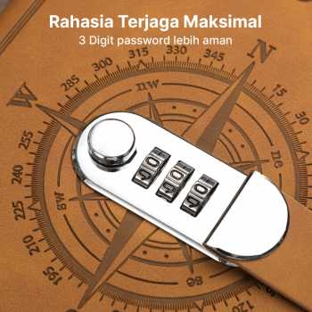 Gambar produk Toddi Buku Jurnal Leather Diary 200 Halaman Grid A5 with Lock - TD22