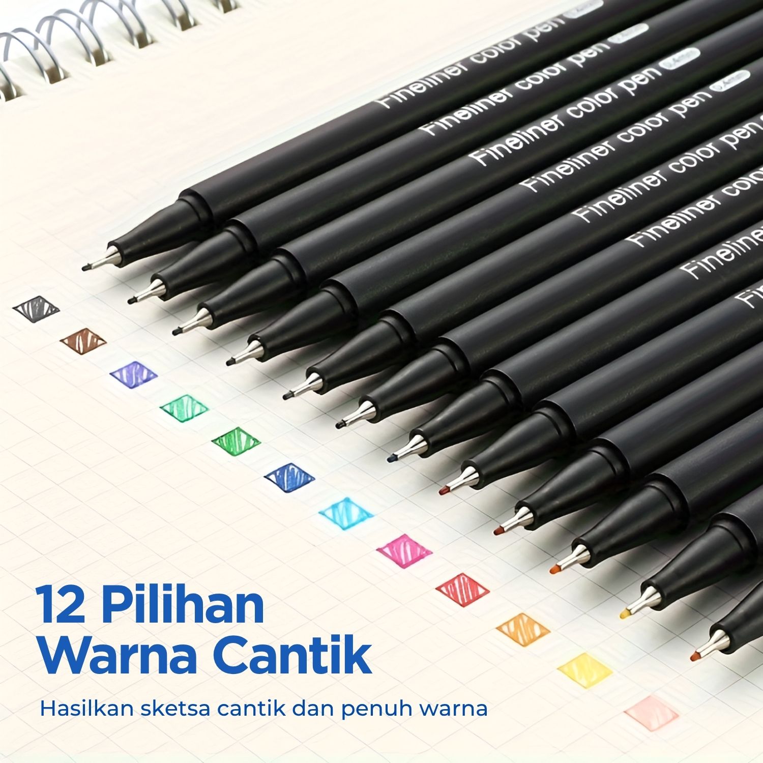Gambar produk Tlevino Pena Warna Drawing Pen Fine Point Art Watercolor 0.4mm 12 Color - TV4