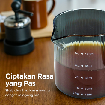 Gambar produk KESOTO Gelas Takar Kopi Espresso Shot Measuring Cup Wooden Glass 120ml - KS21