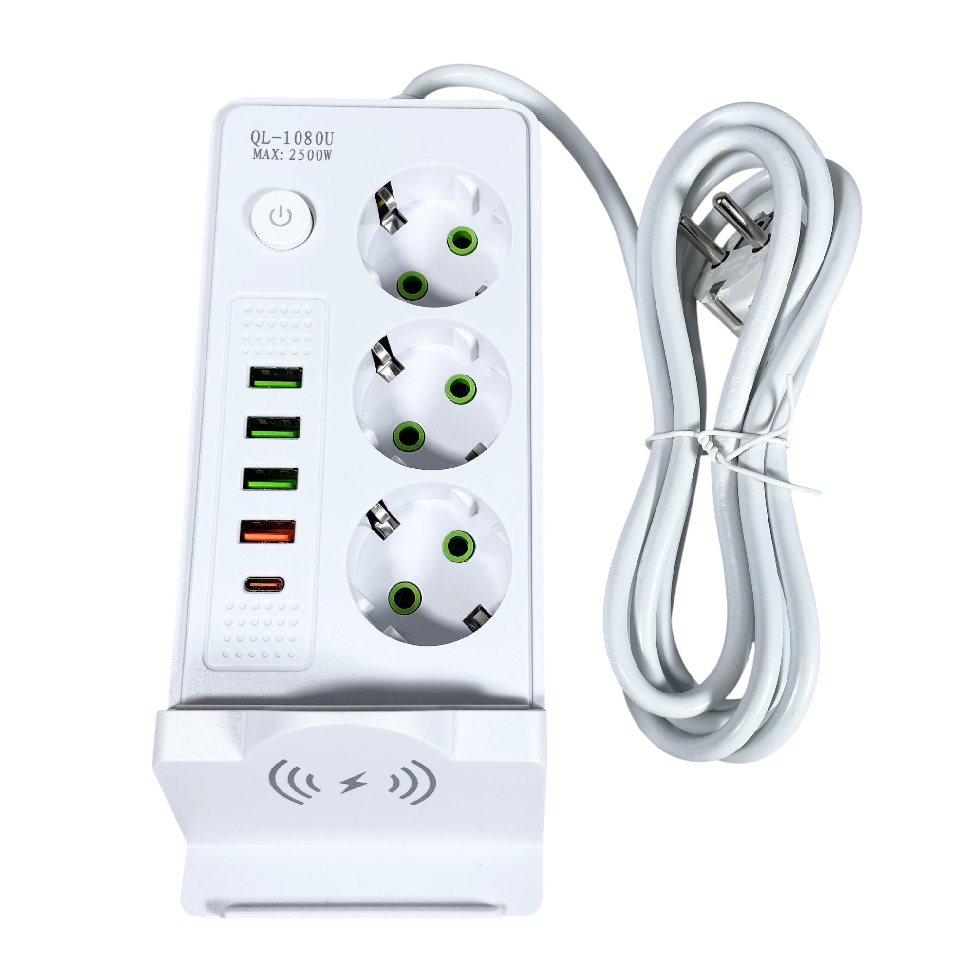 Gambar produk AYANJIN Stop Kontak 3 Lubang USB Type C Wireless Charging 13A 3000W - QL-1080U