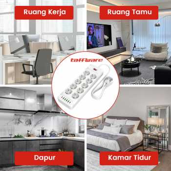 Gambar produk Taffware Stop Kontak USB Type C EU Plug 10A 110-250V 2500W 10 Lubang - QL-1077U / QL-1078U