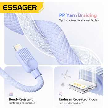 Gambar produk ESSAGER Kabel Data Type C to Lightning Fast Charging Braided 29W 2M - ES-X73