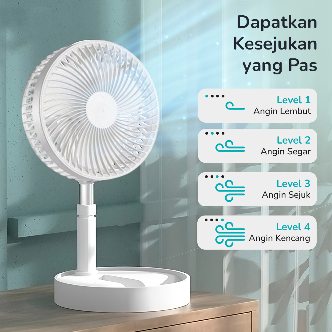 Gambar produk ZK Kipas Angin Standing Portable Retractable Folding Fan 7200mAh - ZK-20321
