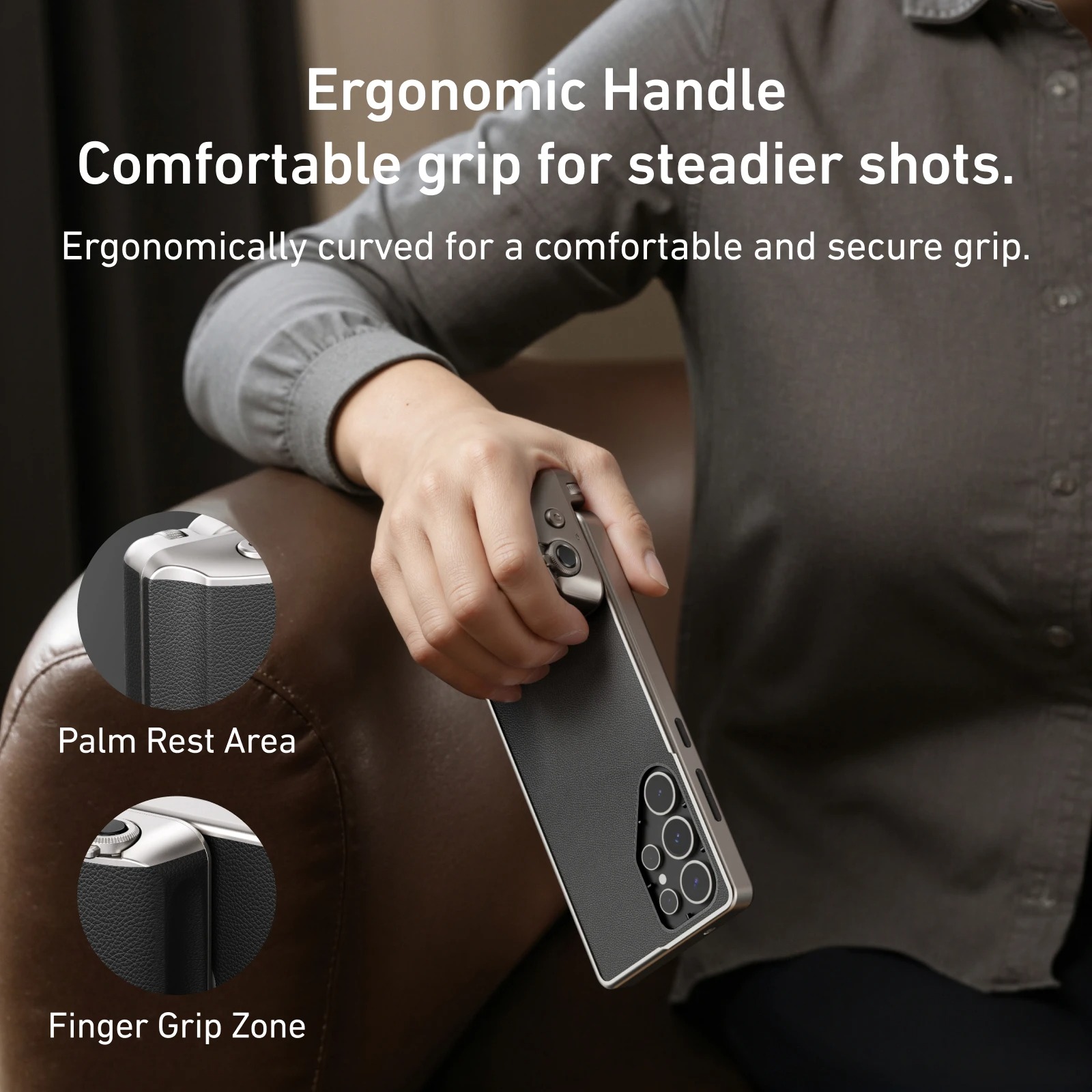 Gambar produk TELESIN Handle Selfie Grip Phone Shutter for Samsung S25 Ultra - P5-MCS-01-TSX