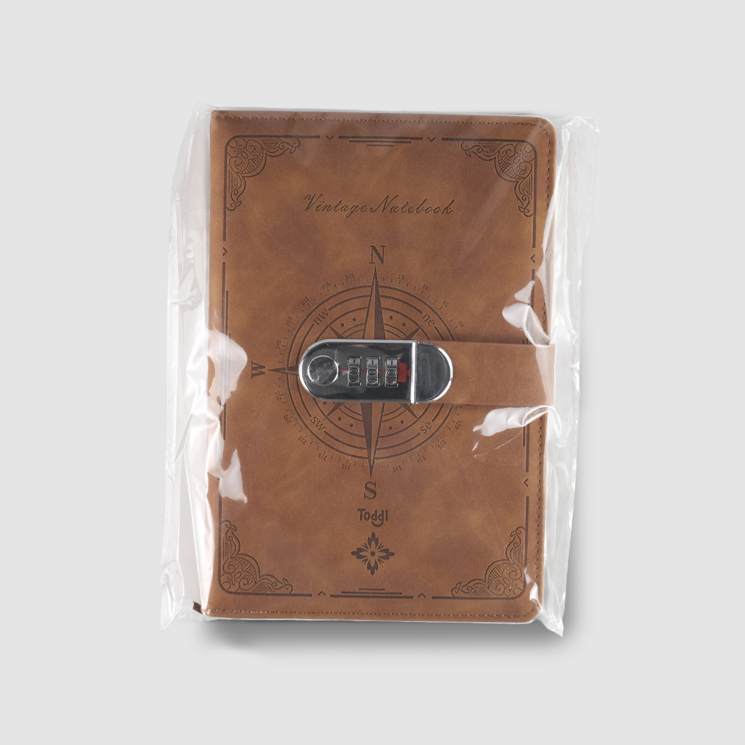 Gambar produk Toddi Buku Jurnal Leather Diary 200 Halaman Grid A5 with Lock - TD22