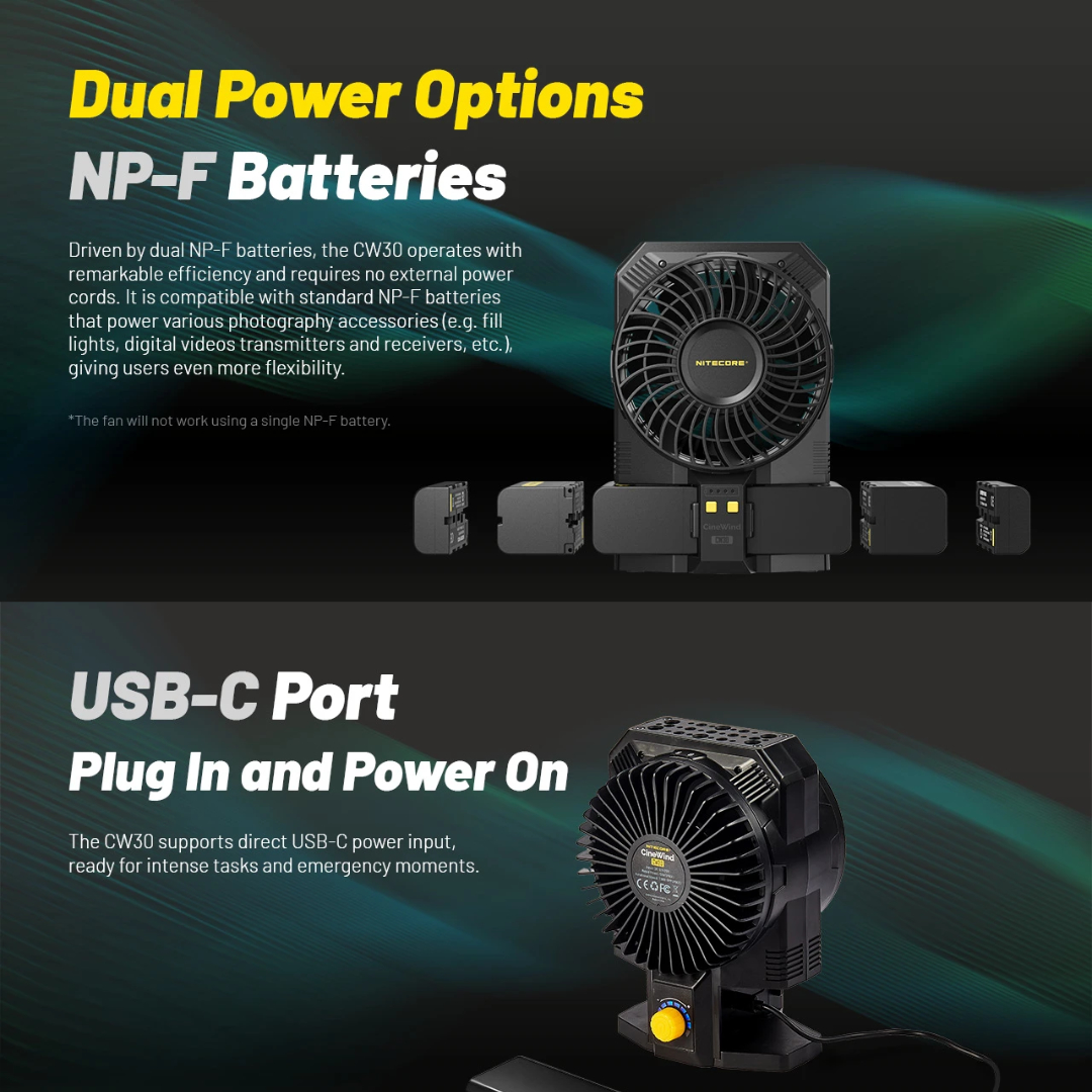 Gambar produk NITECORE Kipas Angin Portable CineWind Photography Fan 7900RPM - CW30