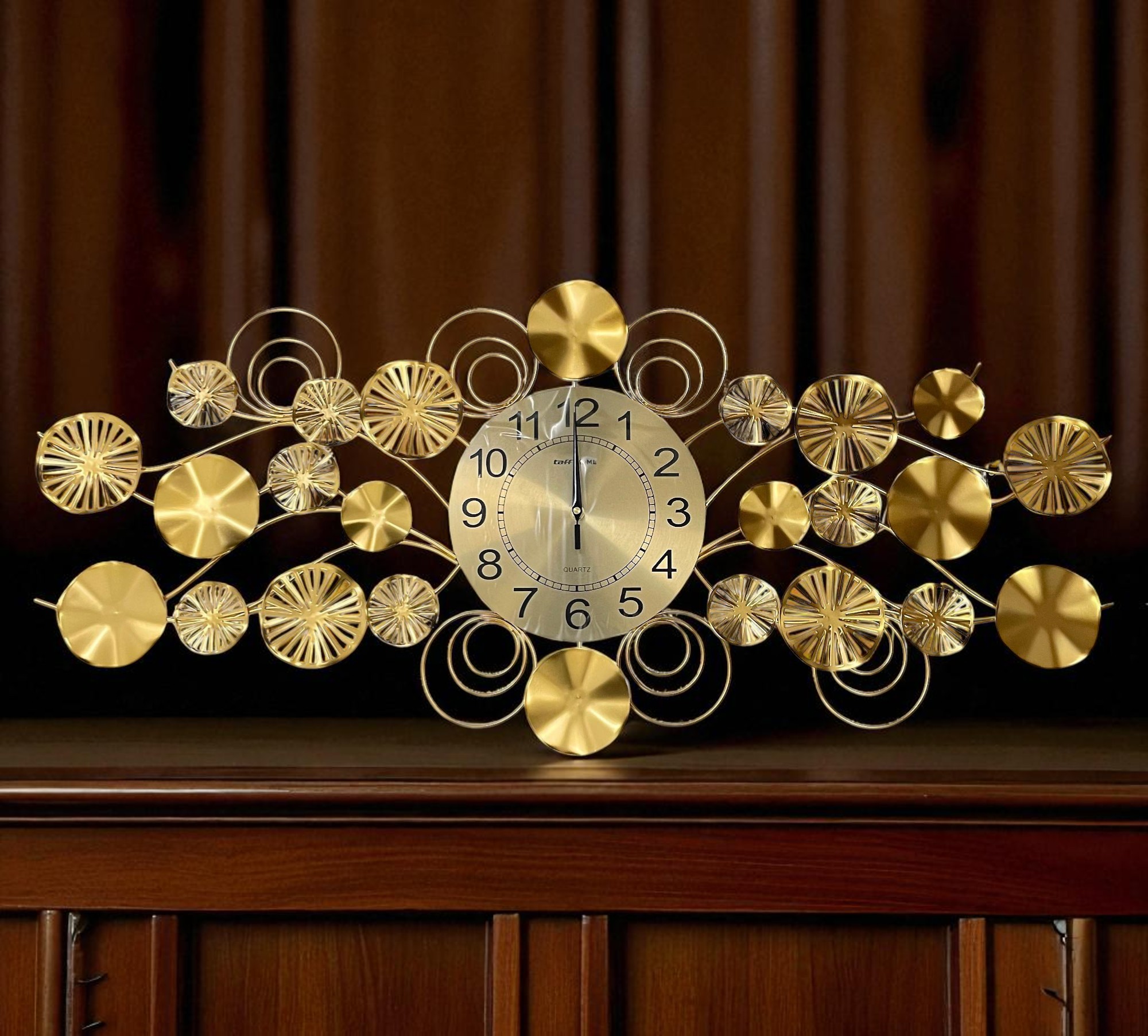Gambar produk TaffHOME Jam Dinding Besi Elegan Modern Clock Silent Movement 99cm - F33898