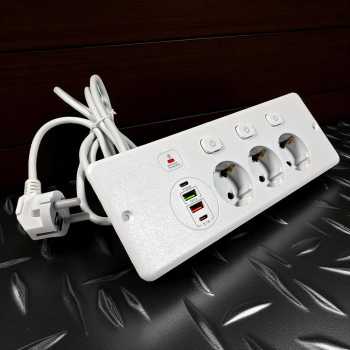 ANW Stop Kontak 3 Lubang Model Tanam USB EU Plug 250V 3250W - BKL-E68