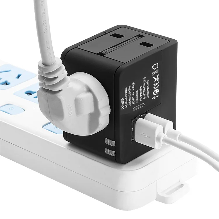 Gambar produk COKYI Travel Adaptor Universal Plug EU UK US/AUST 3.0A USB A USB C - ONB100-04