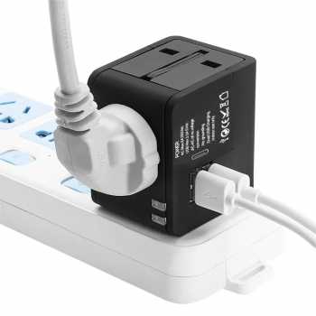 COKYI Travel Adaptor Universal Plug EU UK US/AUST 3.0A USB A USB C - ONB100-04