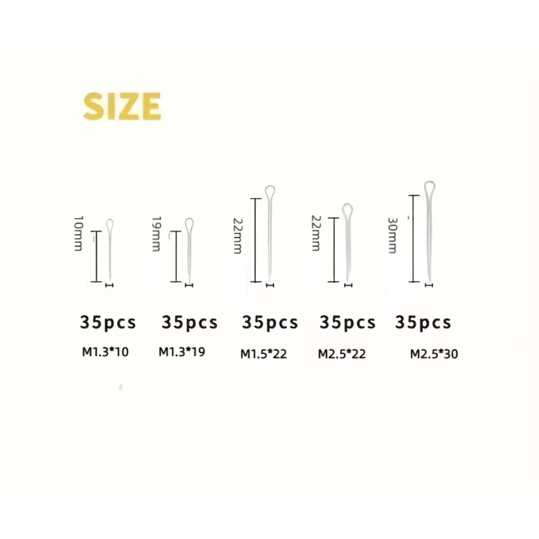 Gambar produk GORTHUM Pin Penahan Sliver Split Pins Cotter Fixings Assorted 175 PCS - M1