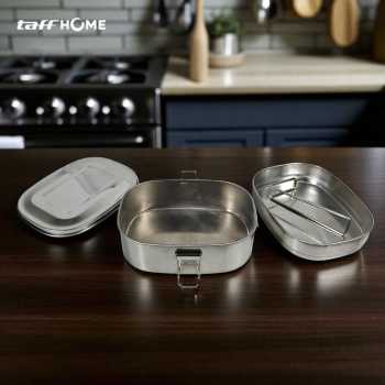 TaffHOME Kotak Makan Lunch Box Double Layer Stainless Steel 410 950ml - TR-95