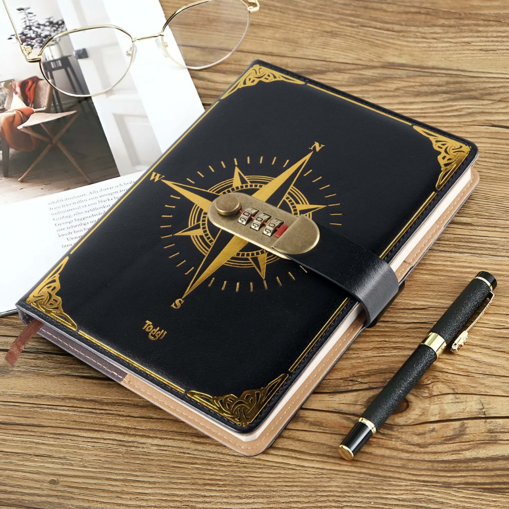 Gambar produk Toddi Buku Jurnal Leather Notebook Diary 300 Halaman with Lock - JJ-03