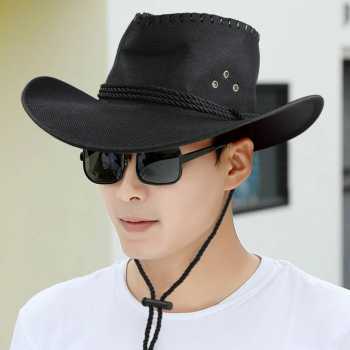 Gambar produk Topi Cowboy Unisex Hat Cotton Hemp Sunhat Wild Brim - Jn45