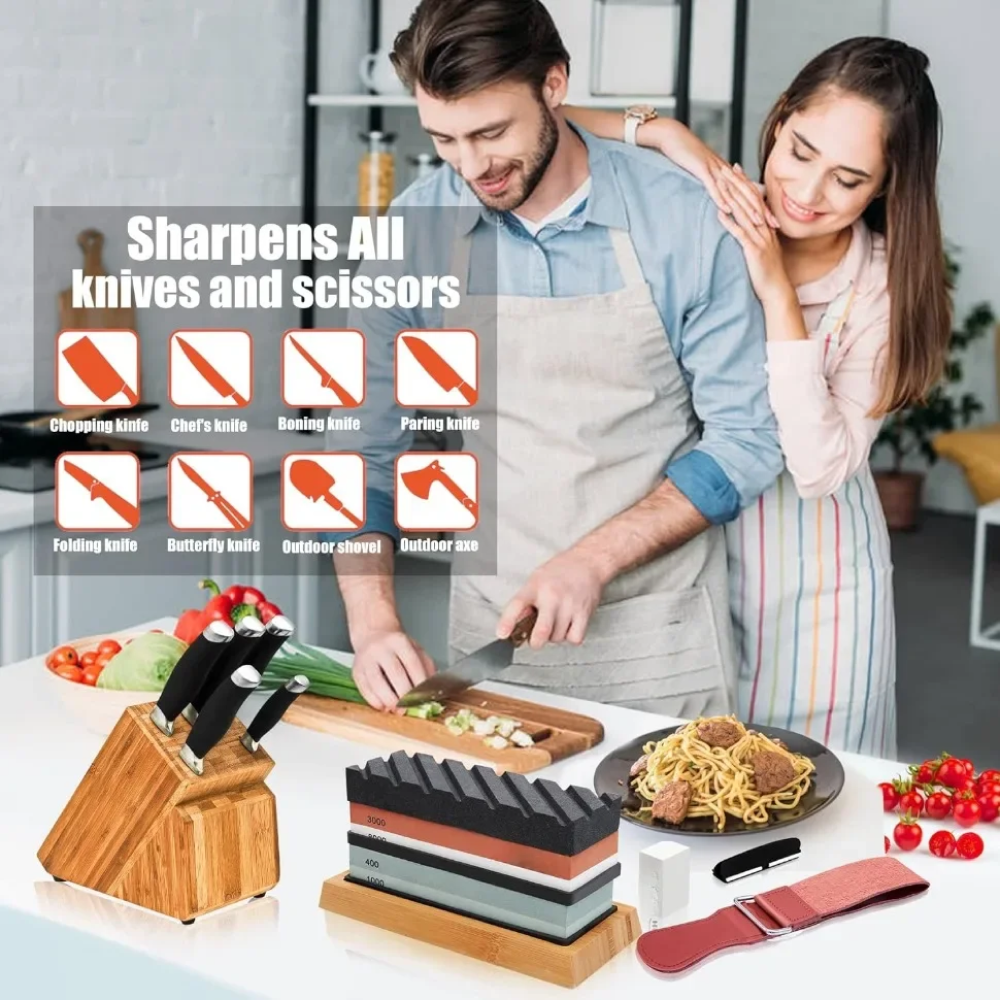 Gambar produk Chefic Batu Pengasah Pisau Knife Sharpener 400/1000 3000/8000 2PCS - CF413