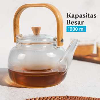 Gambar produk One Two Cups Teko Teh Pitcher Japanese Style Tahan Panas Api Teapot 1000ml - 8CV101