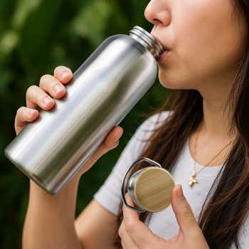 Gambar produk Mtuove Botol Minum Portable Water Bottle Stainless Steel 1L - YM006