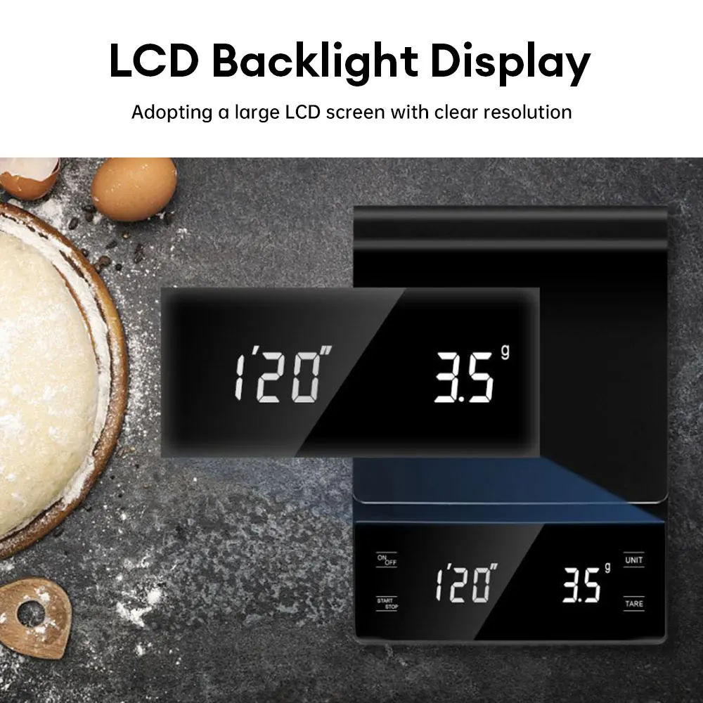 Gambar produk SCALI Timbangan Kopi Digital Timer Coffee Scale Rechargeable 3kg 0.1g - S3000