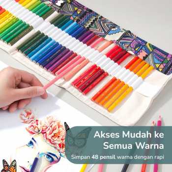 Gambar produk MARCO Bohemian Tas Tempat Pensil Gulung Canvas 48 Slot 20.5x56cm - EN-71