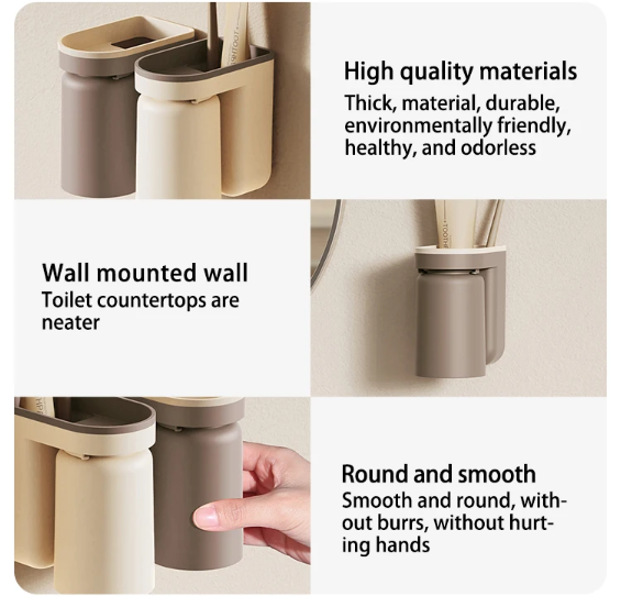 Gambar produk SAYYO Rak Sikat Gigi dan Gelas Toothbrush Storage Cup Rack Holder - G1806