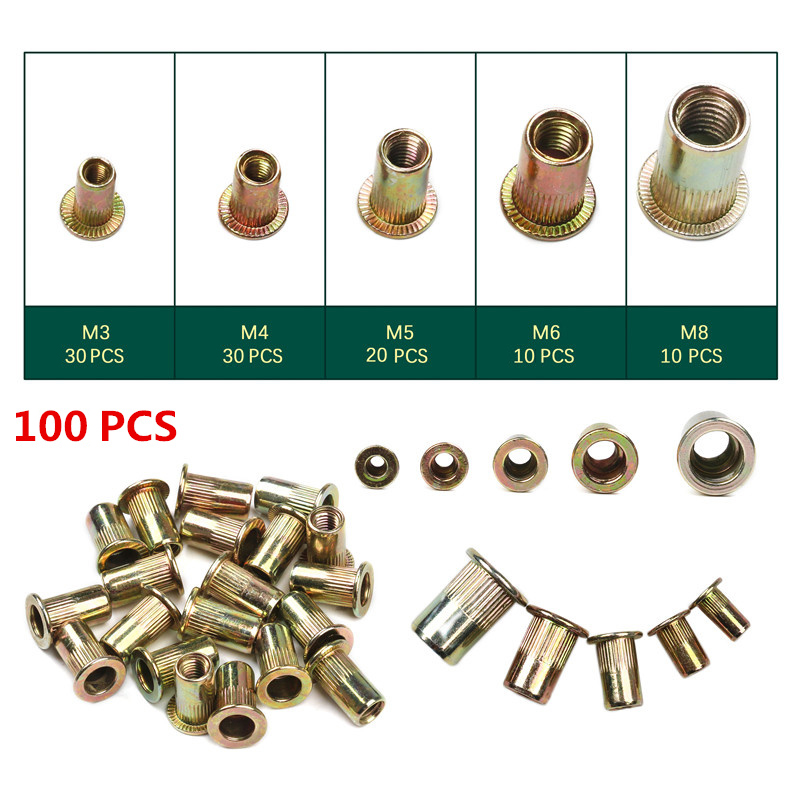 Gambar produk Taffware Rivet Nut Mur M3 M4 M5 M6 M8 Carbon Steel 100 PCS - JR10