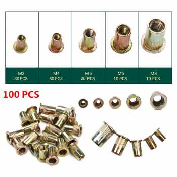 Taffware Rivet Nut Mur M3 M4 M5 M6 M8 Carbon Steel 100 PCS - JR10