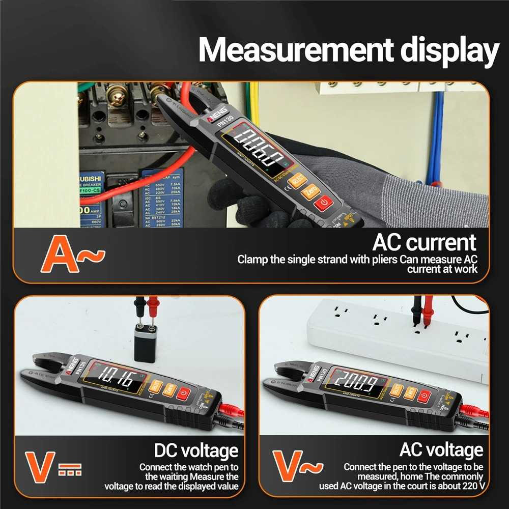 Gambar produk ANENG Clamp Meter Digital Multimeter Multitester VA Screen 1250mAh - PN130