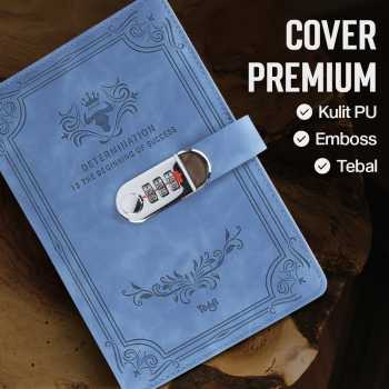 Gambar produk Toddi Buku Jurnal Leather Determination A5 200 Halaman Grid with Lock - TDD3