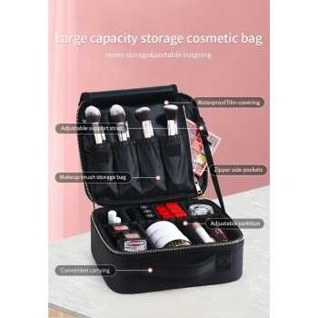 Gambar produk DHOPE Tas Make Up Kosmetik PU Leather Portable with Brush Slot Small - D-111