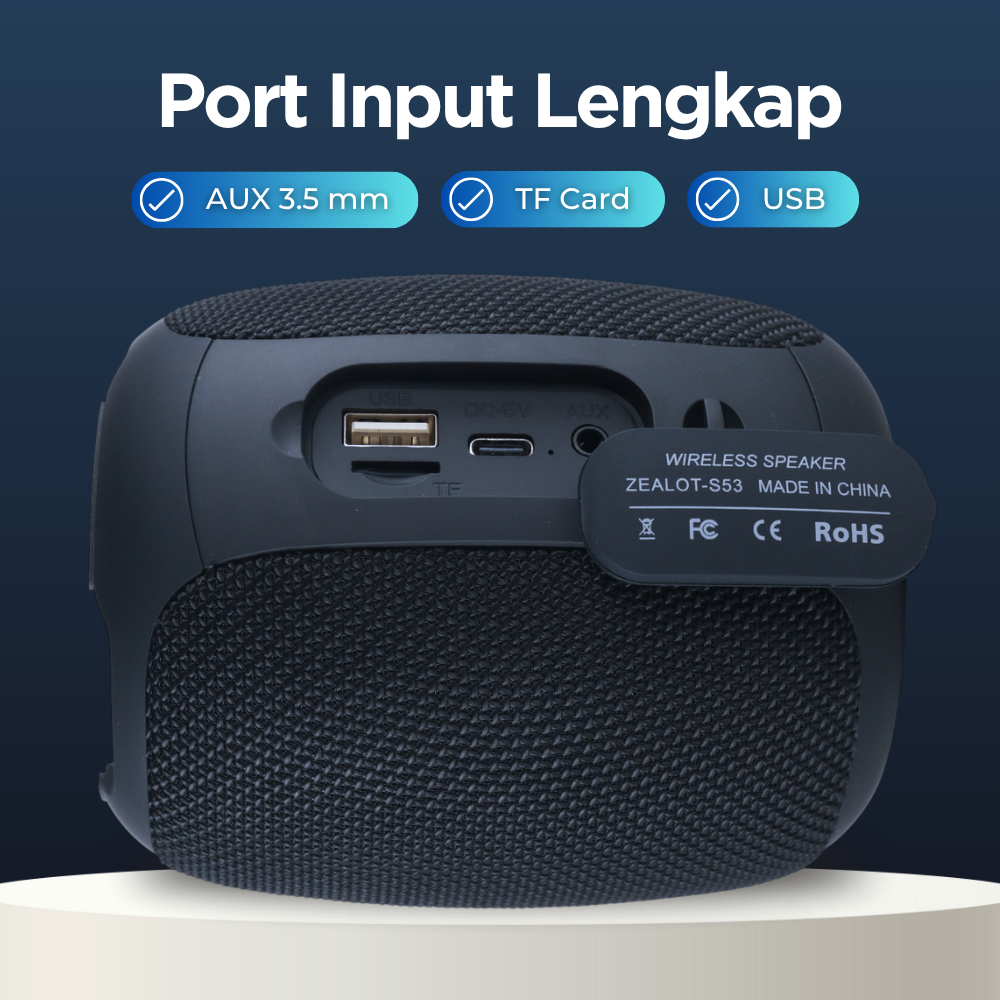 Gambar produk ZEALOT Speaker Bluetooth Portable HiFi Stereo TWS RGB IPX7 10W - S53