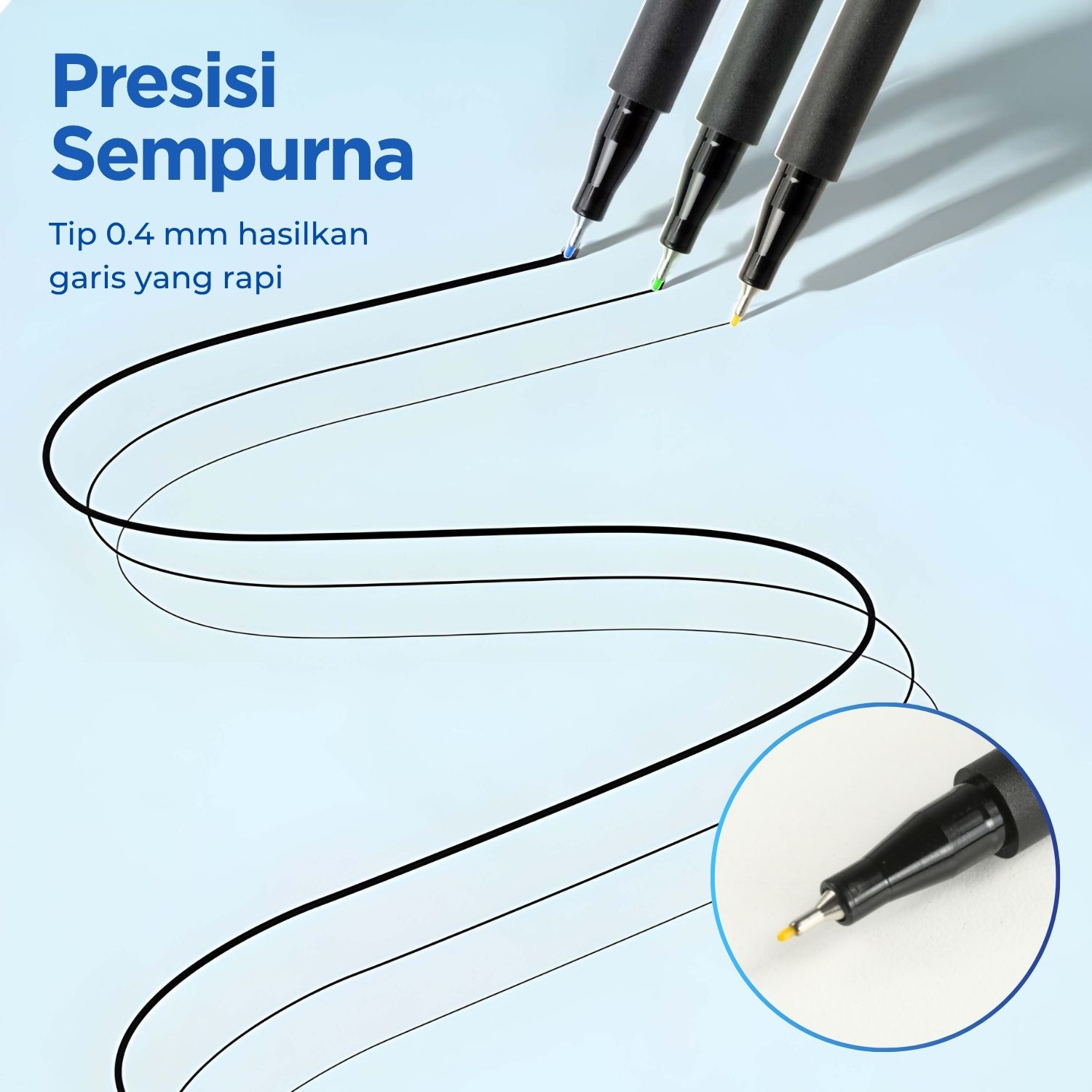 Gambar produk Tlevino Pena Warna Drawing Pen Fine Point Art Watercolor 0.4mm 12 Color - TV4