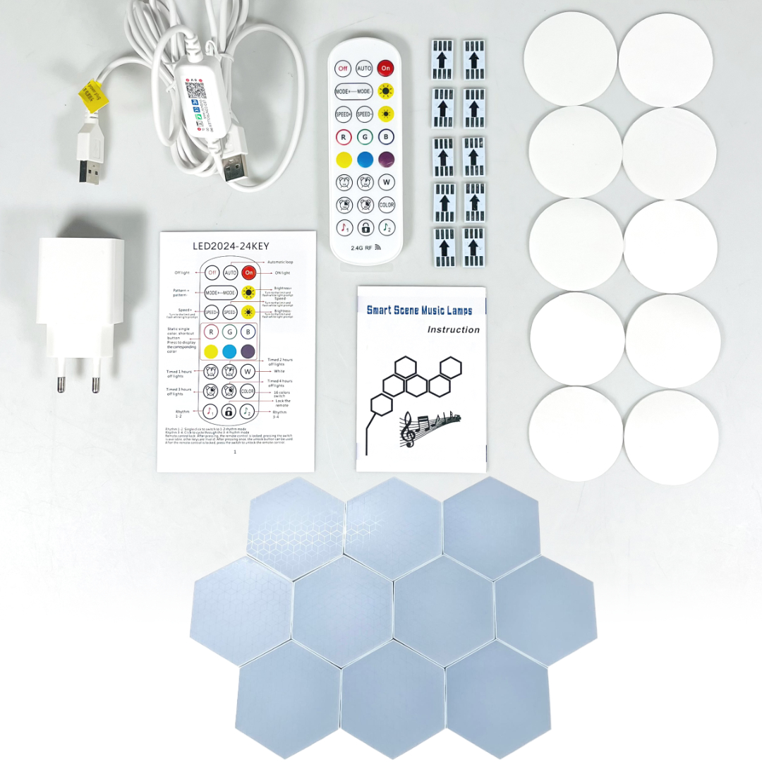 Gambar produk Yabstrip Lampu Hias Hexagonal LED RGB Smart App Control 10 PCS - HD003