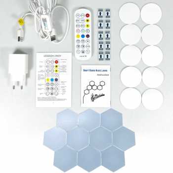 Gambar produk Yabstrip Lampu Hias Hexagonal LED RGB Smart App Control 10 PCS - HD003