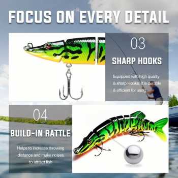 Gambar produk BASSLER Umpan Pancing Ikan Lifelike Fish Bait Lure 8 Section 13cm 18g - BS100