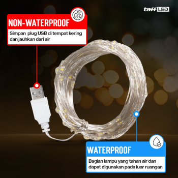 Gambar produk TaffLED Lampu Hias String Lights Waterproof USB Power 50 LED 5M - SZ