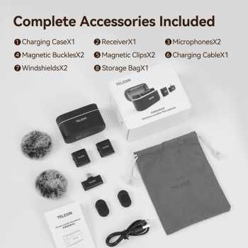 Gambar produk TELESIN Mikrofon Wireless Lavalier Bluetooth Microphone Clip Type C - P5-MCP-01