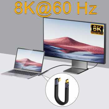 Gambar produk DIXSG Kabel USB Type C to Type C Fast Charging Thunderbolt 240W 14cm Side Bend - D13