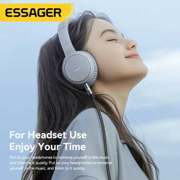 Gambar produk ESSAGER Kabel AUX 3.5mm Audio HiFi Premium Chip Braided 1M USB A - ES-YP22