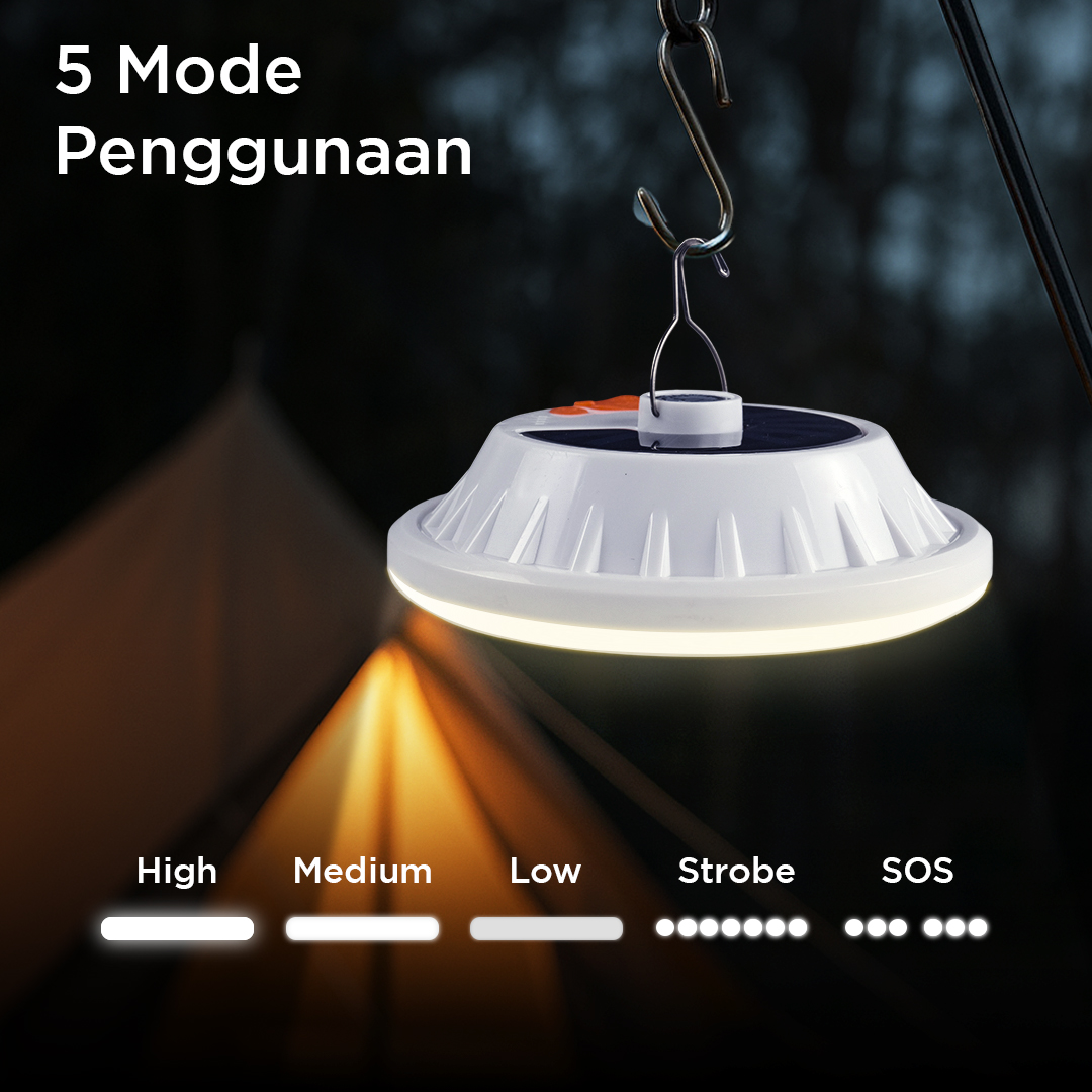 Gambar produk Pocketman Lampu LED Camping Waterproof Solar Emergency Cool White - HS-V62
