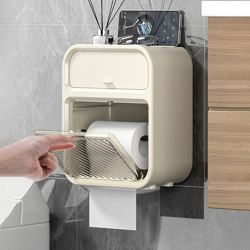 Gambar produk HOMMY Kotak Dispenser Tisu Toilet Kamar Mandi Double Layer - HM2I