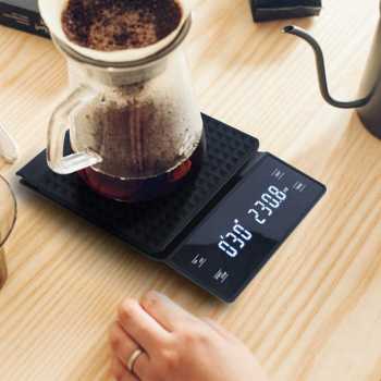 Gambar produk SCALI Timbangan Kopi Digital Timer Coffee Scale Rechargeable 3kg 0.1g - S3000