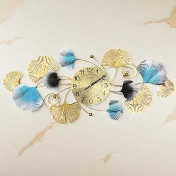 TaffHOME Jam Dinding Besi Elegan Ginkgo Biloba Silent Movement 80cm - 2873