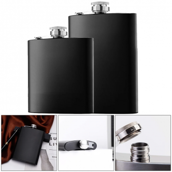 Gambar produk BENJF Botol Hip Flask Wine Whiskey Stainless Steel 304 Plastic Cap 8oz - B-86