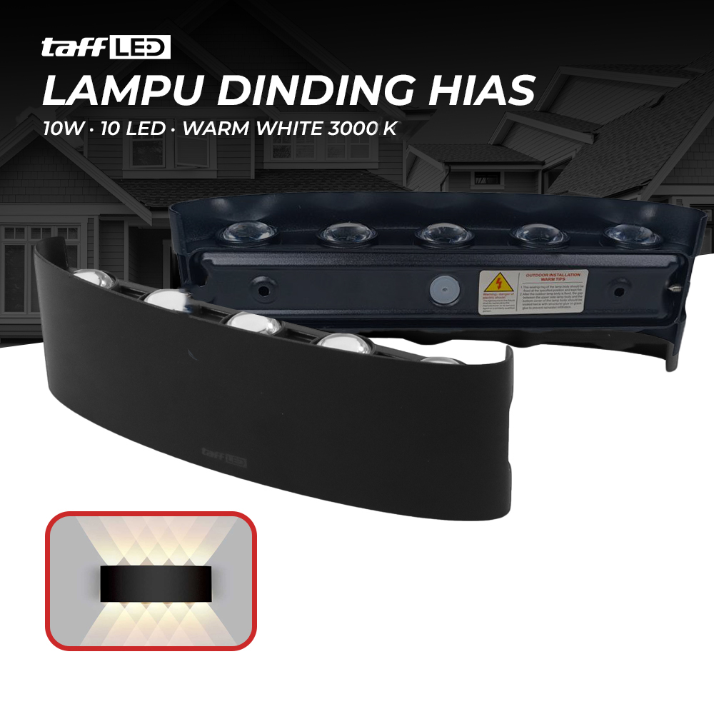 Gambar produk TaffLED Lampu Dinding Hias LED Outdoor Aluminium 10W Warm White - RL-B15
