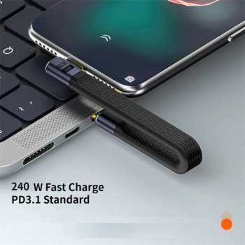 Gambar produk DIXSG Kabel USB Type C to Type C Fast Charging Thunderbolt 240W 14cm Side Bend - D13