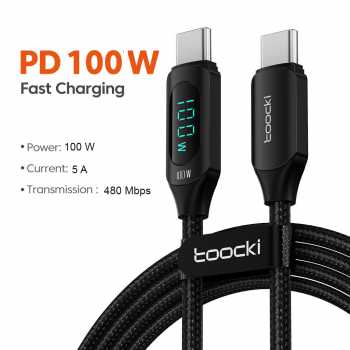 Toocki Kabel Data Type-C to Type-C Fast Charging LED Display 5A 100W - TQ-X03
