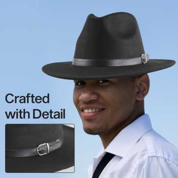 Gambar produk JIANGXIHUITIAN Topi Fedora Panama Laken Hat Jazz Classic Vintage - FS-219