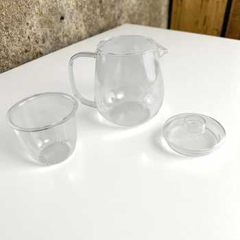 Gambar produk One Two Cups Teko Teh Kaca Saringan Tahan Panas Api Infuser Teapot 600ml - K77