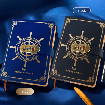 Gambar produk Toddi Buku Jurnal Leather Vintage Pirate A5 200 Halaman Grid with Lock - 10001