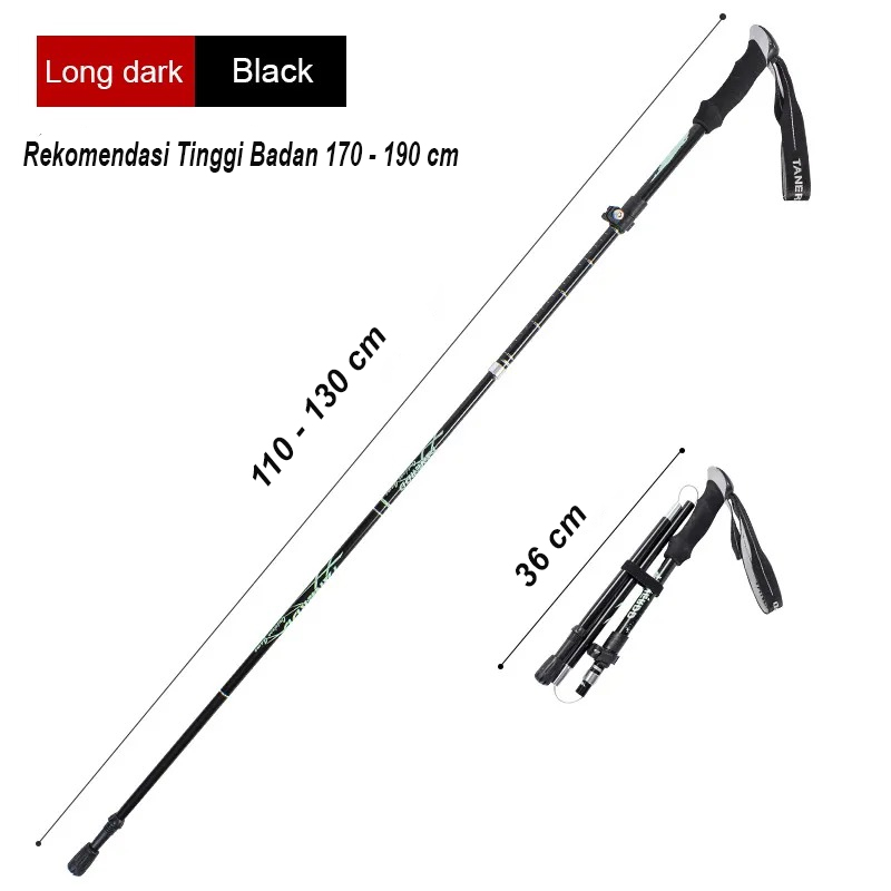 Gambar produk TaffSPORT Tongkat Hiking Lipat Trekking Pole Aluminium Alloy 130cm - TF13